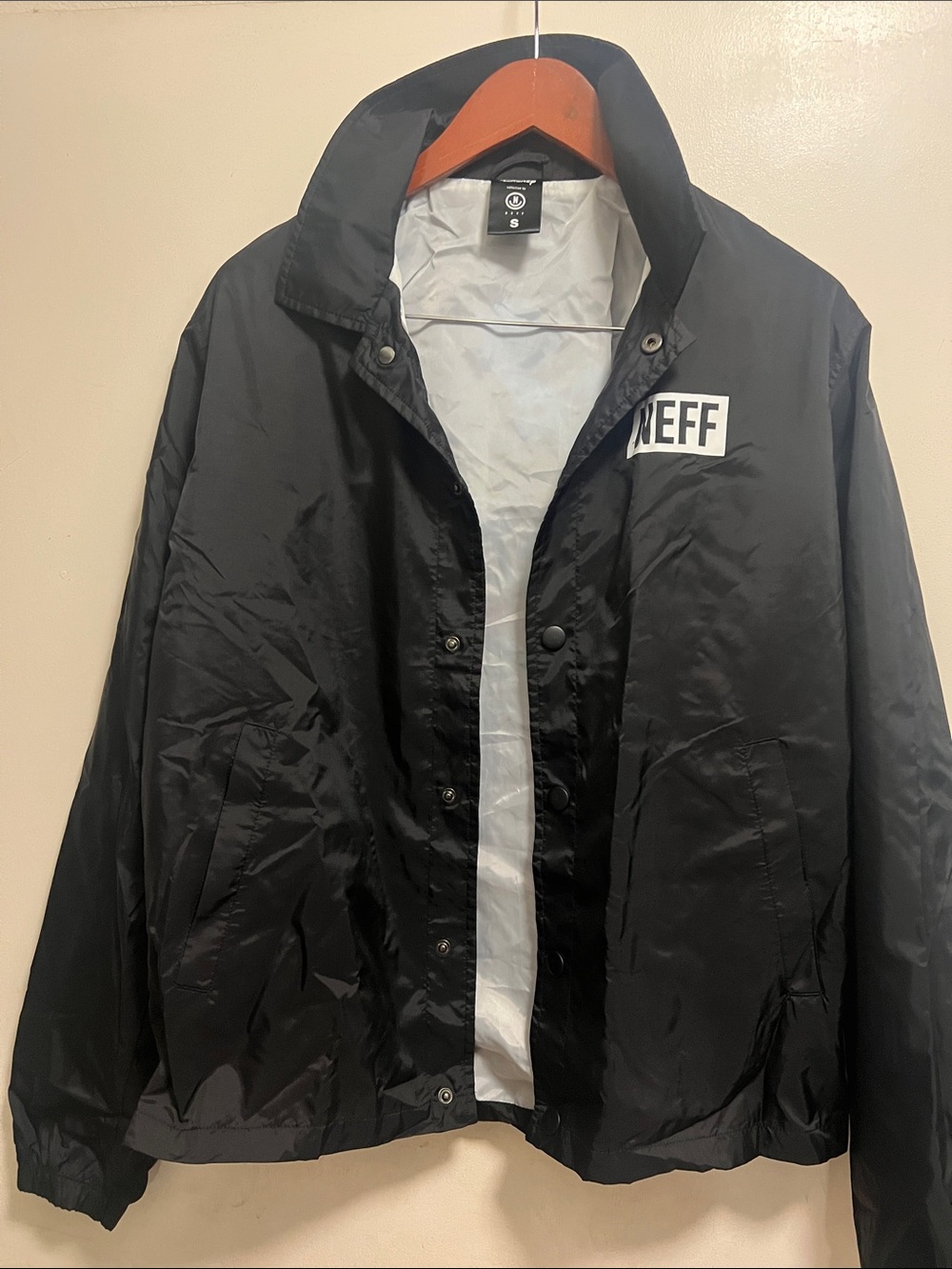 Neff Mickey Mouse Black Windbreaker with White Inner Lining and Logo